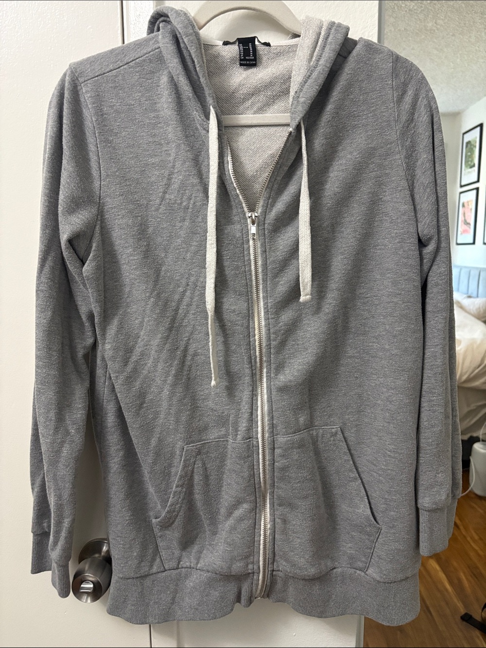 Forever 21 Light Gray Zip-Up Hoodie Jacket